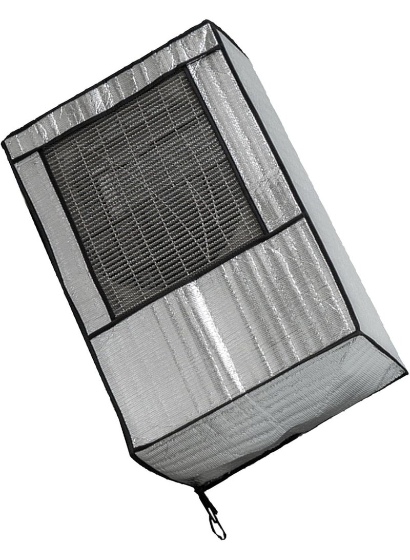 2 قطعة غطاء مكيف هواء مقاوم للماء - غطاء وحدة تكييف خارجي من البوليستر مع رقاقة ألمنيوم للحماية من الشمس والغبار - Image 4